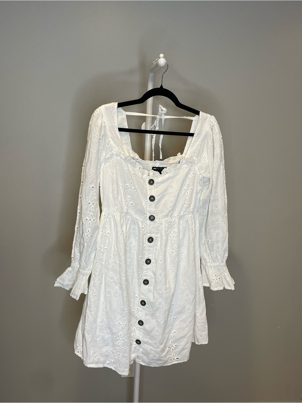 ASOS Maternity White Eyelet Broderie Anglaise Cottagecore Boho Mini Dress - Sz 6